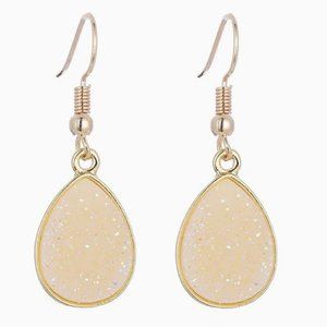 NEW GORGEOUS DRUZY STONE WATER DROP EARRINGS